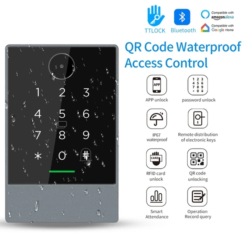 Ttlock QR Code Access Control Reader 13.56Mhz Rfid IP67 ปุ่มกดกันน้ํา QR Code Scanner K3Q + G2 Hub ท