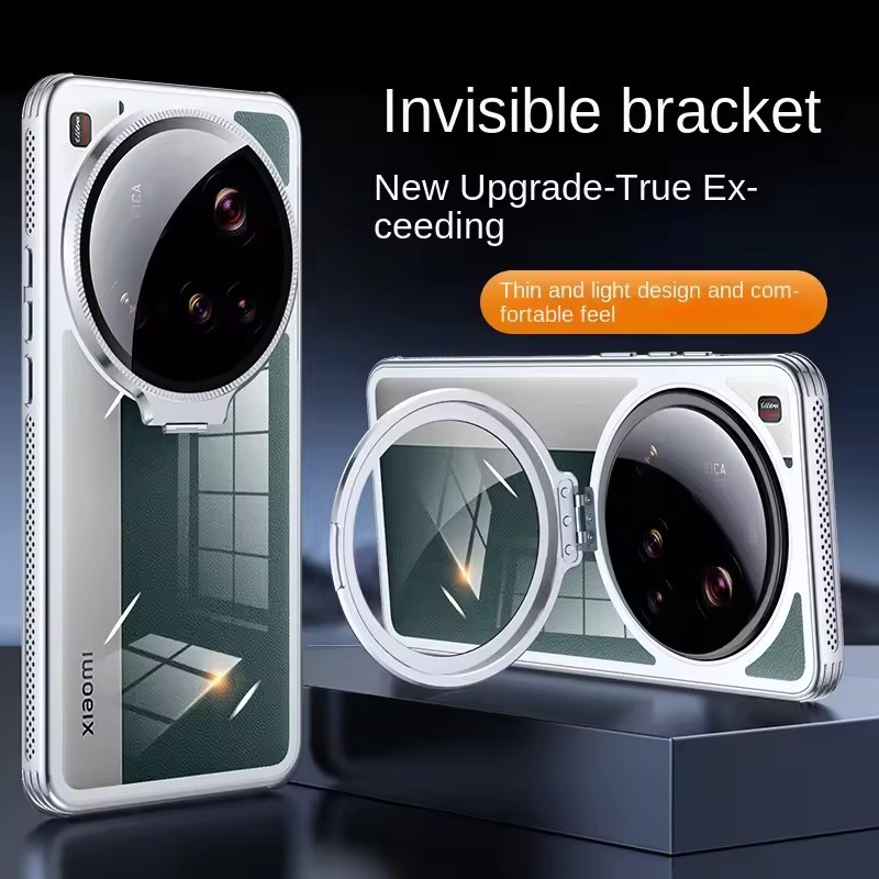 ปลอกสําหรับ Xiaomi Mi 15 Ultra Case Hard เลนส์โปร่งใสขาตั้งแหวนชาร์จไร้สายกันกระแทกป้องกันปกหลังสําห