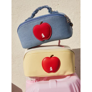 Tagi. Apple Cosmetic Bag กระเป๋าเครื่องสำอาง ผ้าเดนิม แบบพกพา กันน้ำ น่ารักสำหรับการเดินทาง คริสมาส