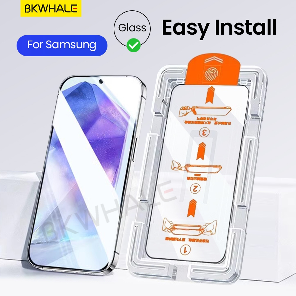 BKWHALE ติดตั้งง่ายกระจกนิรภัยสําหรับ Samsung Galaxy A55 A56 A57 A35 A36 A37 A25 A26 A27 A15 A16 A17 A54 A34 A24 A14 A07 A06 A05 A55 A36S M35 F56 M35