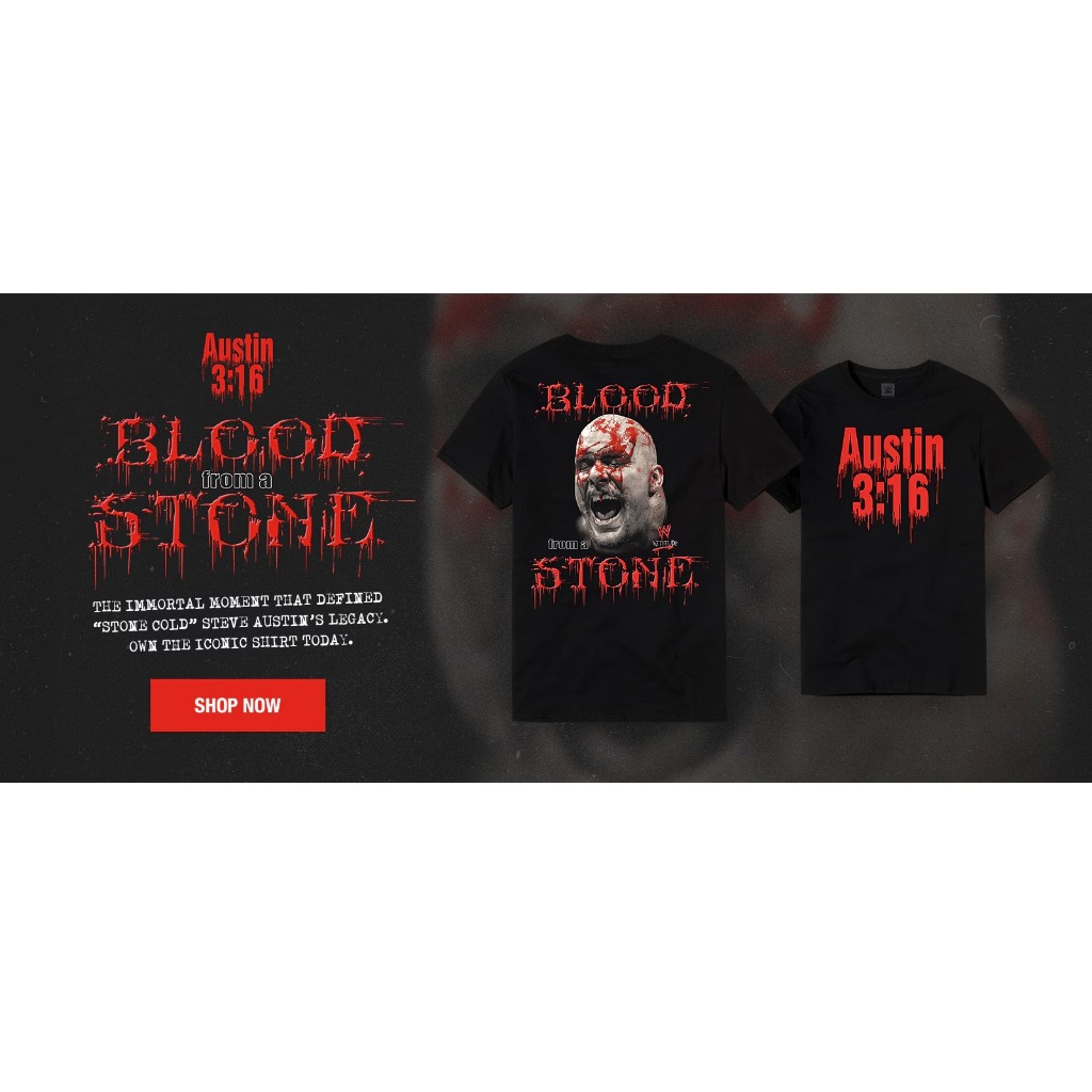 เสื้อยืดผู้ชาย Black "Stone Cold" Steve Austin Blood From A Stone