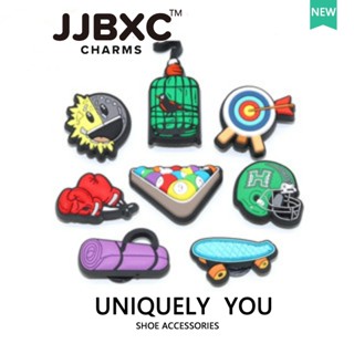JJBXC ตัวติดรองเท้า charm หัวเข็มขัดตกแต่งลายสเก็ตบอร์ด กำปั…