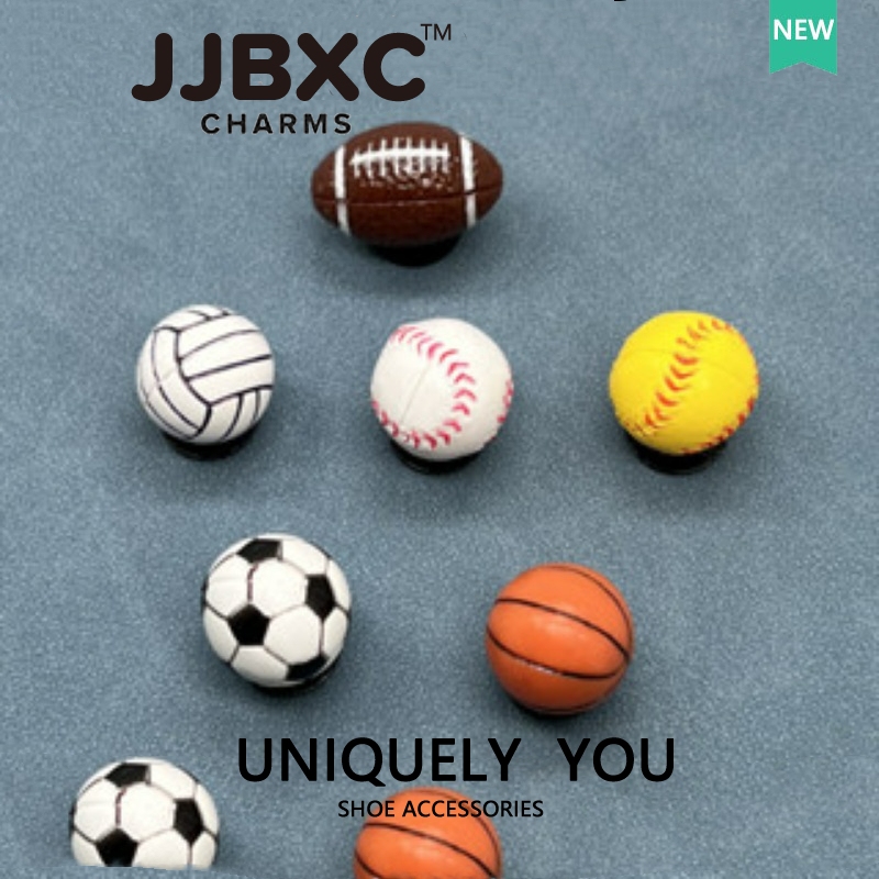 JJBXC ตัวติดรองเท้า charm รองเท้าตกแต่งหัวเข็มขัดโลโก้ทีมบาสเกตบอลและฟุตบอล อุปกรณ์ตกแต่งรองเท้า