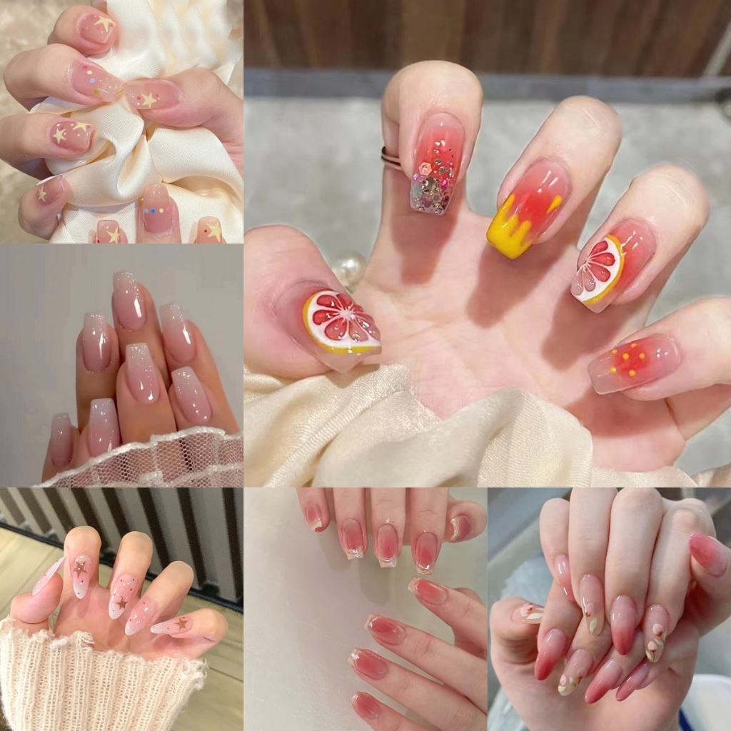 24ชิ้นสีขาวสีชมพูฝรั่งเศสเล็บปลอมยาวอะคริลิคลาสสิกเต็มเทียมกดเล็บ