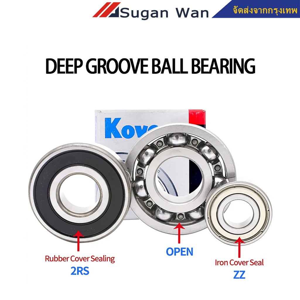 ตลับลูกปืนเม็ดกลม ตลับลูกปืน KOYO 6200-2RS 6201-2RS 6202-2RS 6203-2RS 6204-2RS 6205-2RS แข็งแรงทนทาน ของแท้ ตลับลูกปืนฝายาง