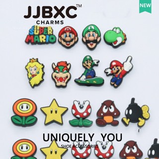 JJBXC ตัวติดรองเท้า charm ลายการ์ตูน Super Mario น่ารัก สีสั…