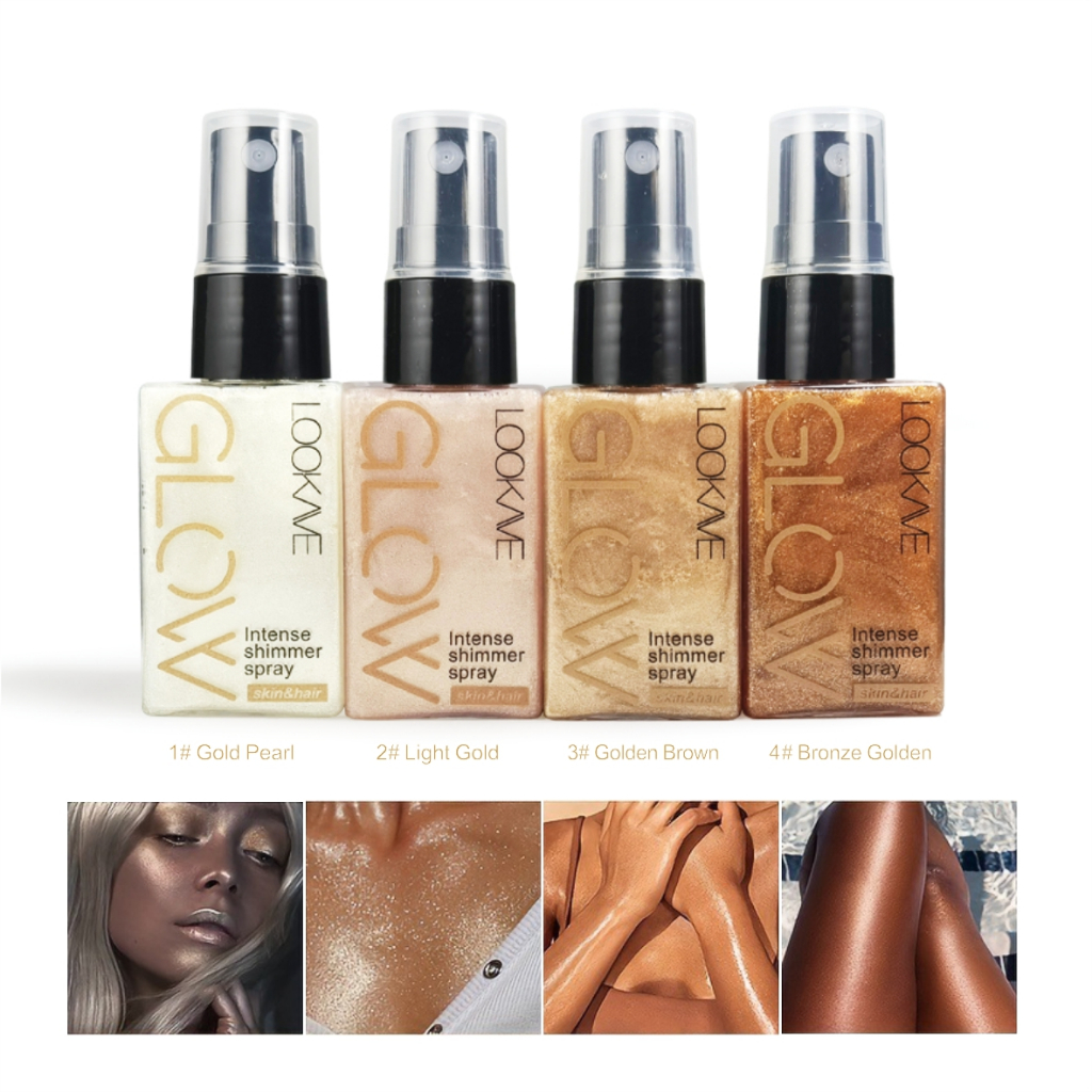 4 สี Diamond Liquid Highlighter สเปรย์ - Long Lasting Glitter Clavicle Bronzer High Gloss - Shimmer Face Body Glow Liquid Highlighter