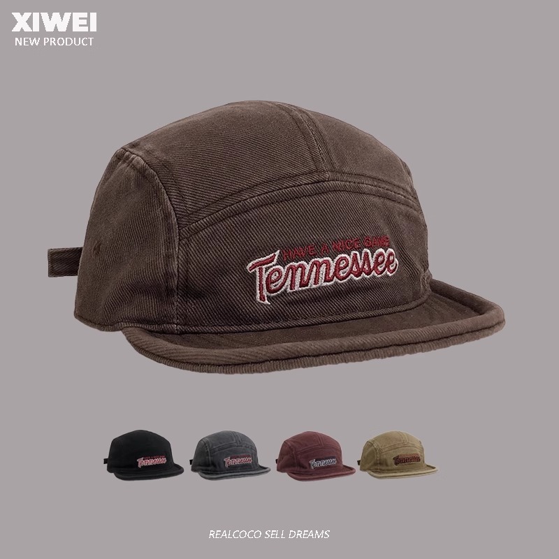 วรรณกรรม Retro ล้าง Denim สั้น Brim เบสบอลหมวกฤดูใบไม้ผลิฤดูร้อนผู้ชายผู้หญิง All-Match Travel Soft Brim เครื่องมือหมวกอินเทรนด์