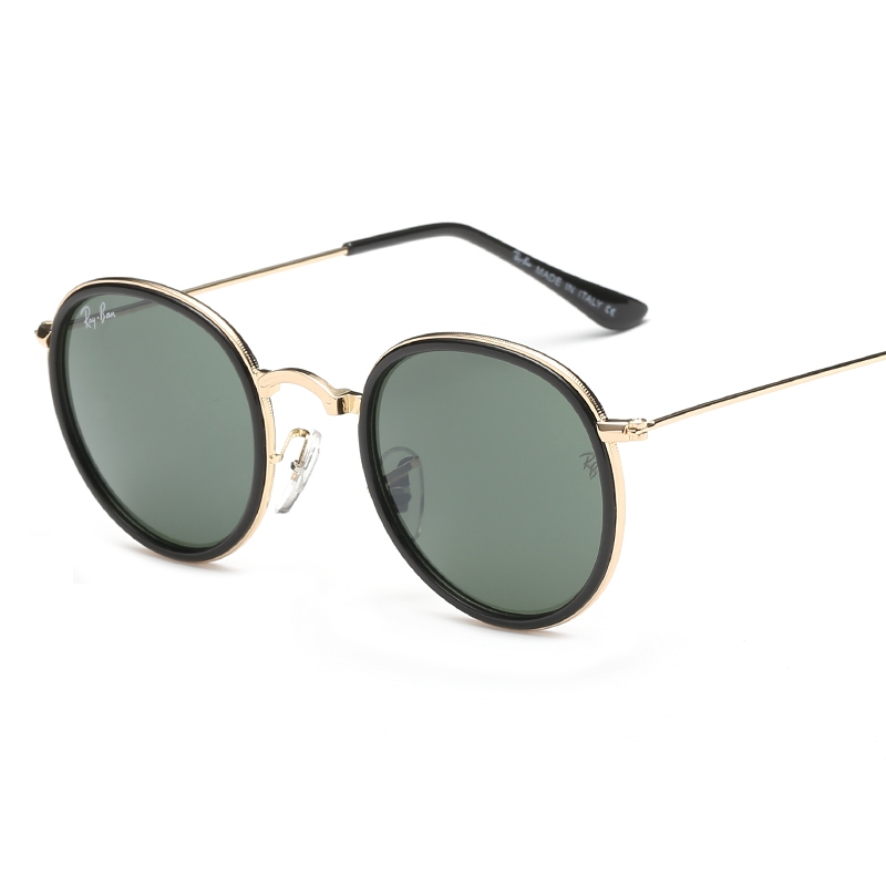 แว่นกันแดดใหม่แว่นกันแดดแก้วกรอบกลมโลหะผู้ชายและผู้หญิงวินเทจแว่นตาเทรนด์สบาย ๆ - รูปที่ 3