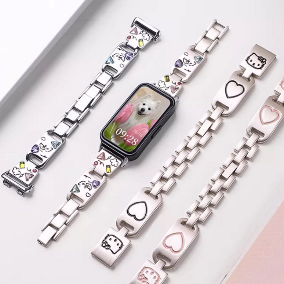 Inlaid Gemstone Strap Compatible for Huawei Band 11 สาย Huawei band 11 pro สาย Huawei band 10 Strap Gem สาย Huawei Band 10 สาย Jewelry Huawei Band 9 สาย Huawei Band 8 / Huawei Band 7 สาย Huawei Band 6 Strap Metal Replacement Huawei Band 11pro สาย