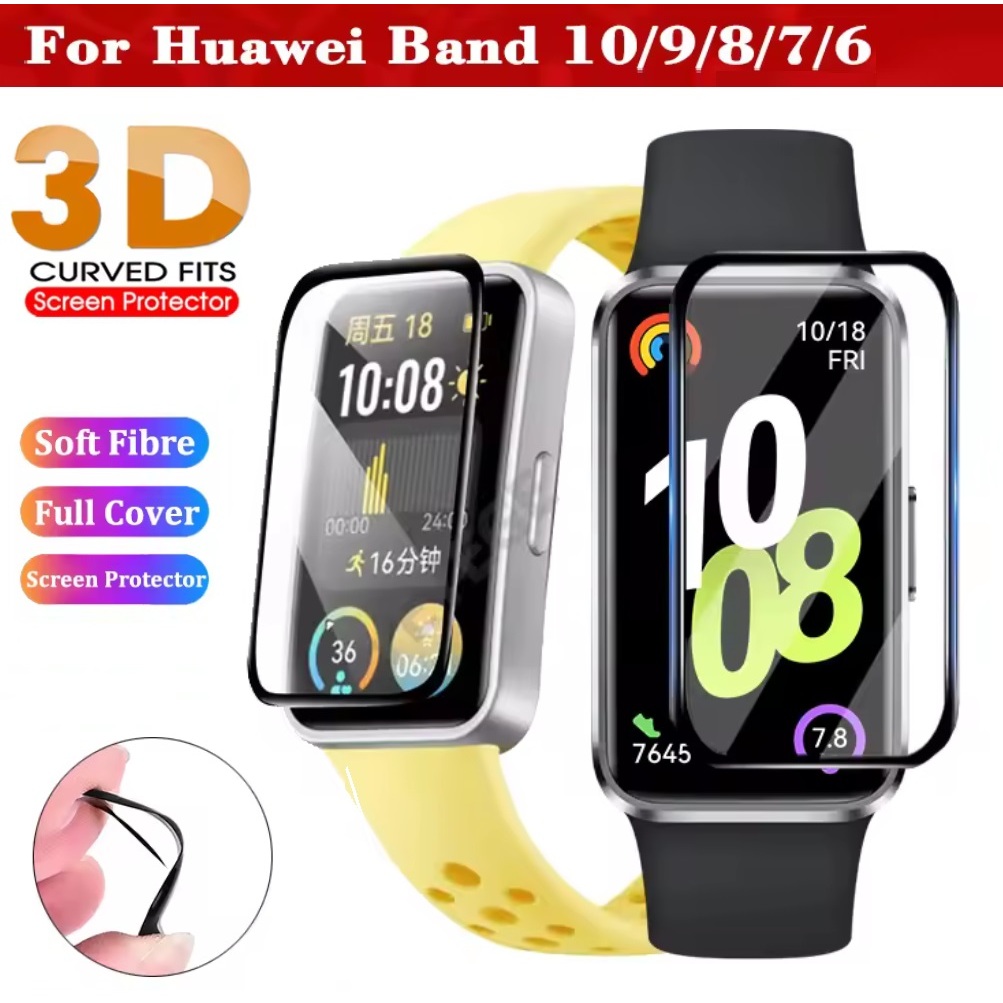 3D โค้งแบบเต็มหน้าจอสําหรับ Huawei Band 10 ฟิล์ม Huawei Band 10 Film Full Covered Huawei Band 9 ฟิล์