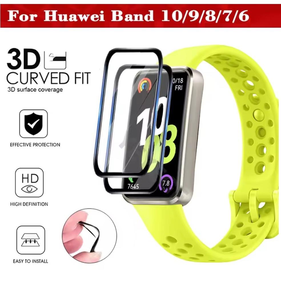 3D โค้งแบบเต็มหน้าจอสําหรับ Huawei Band 10 ฟิล์ม Huawei Band 10 Film Full Covered Huawei Band 9 ฟิล์