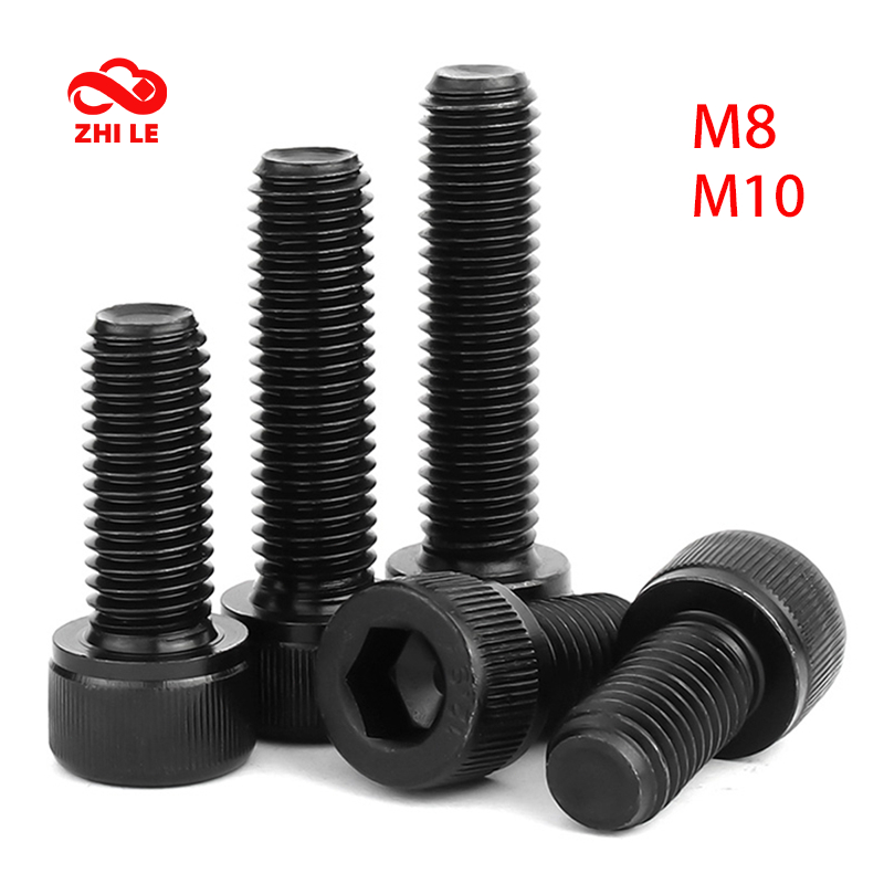 M8 M10 สีดํา 12.9 เกรดซ็อกเก็ตหกเหลี่ยมหมวกหัวสลักเกลียว 304 สแตนเลสสกรูคอมพิวเตอร์ชุด Hex Metal Bolt Allen key Wall สกรูด้าย DIN912