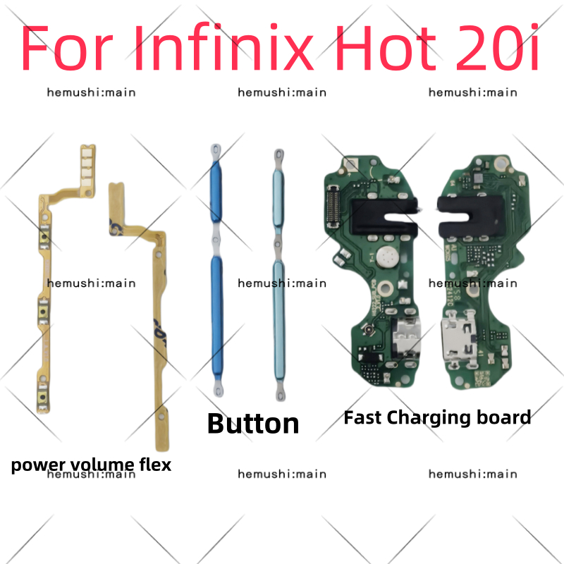 สําหรับ Infinix Hot 20i Power Volume Flex ปุ่มสวิทช์ USB Charger ชาร์จพอร์ตบอร์ดสายริบบิ้น Flex Fast Charging board