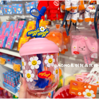Miniso Wickwiggle Stirring Straw Cup ถ้วยน้ําพลาสติกน่ารัก 5…