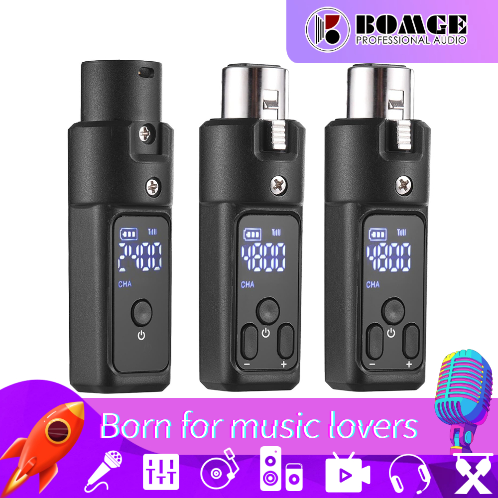 Bomge ตัวรับสัญญาณไมโครโฟนไร้สาย 2.4Ghz,MicWireless System, อะแดปเตอร์ไมโครโฟนไร้สายแบบชาร์จไฟได้พร้อม 48V สําหรับมิกเซอร์เสียง, Dynamic Mic, ระบบ PA ,เบสกีตาร์ไฟฟ้า