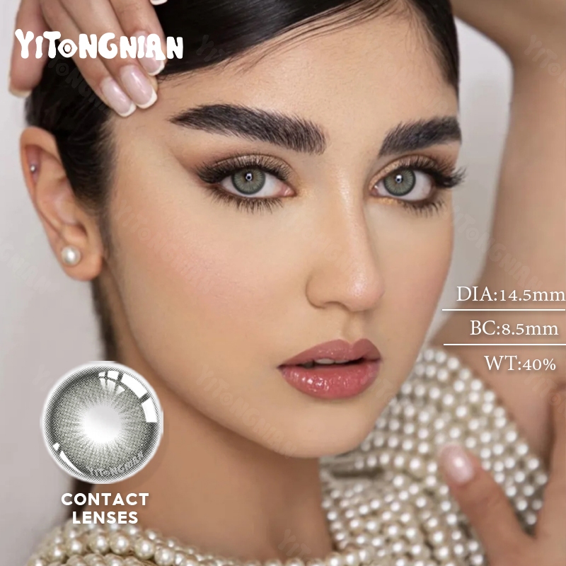 YI TONG NIAN 2PCS สีเทาคอนแทคเลนส์ BAROQUE Series สีคอนแทคเลนส์ 14.2 มม.องศาคอนแทคเลนส์สายตาสั้น 0.0
