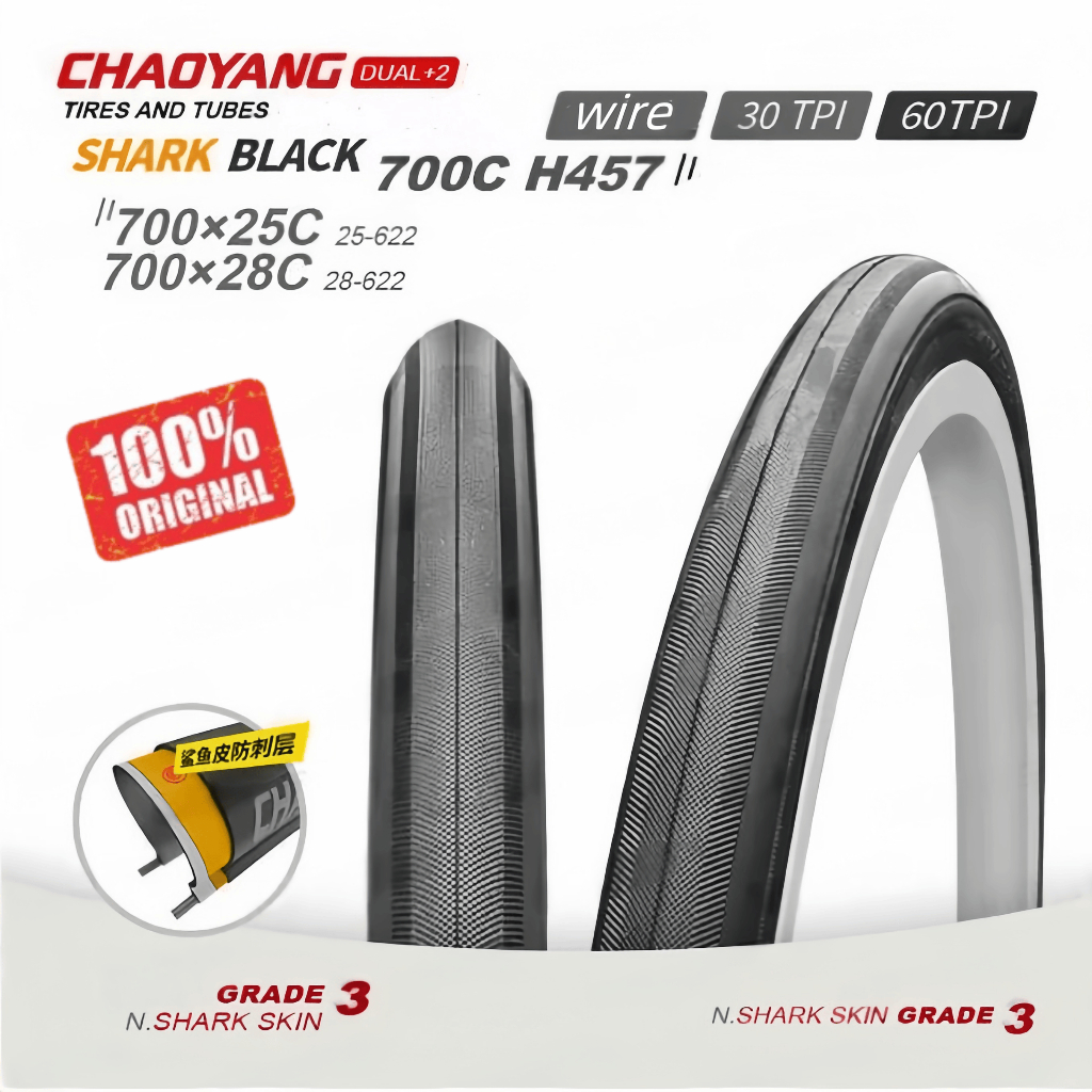CHAOYANG H457 ยางจักรยานเสือหมอบ หนังฉลาม ป้องกันแทง 700*25C 700*28C