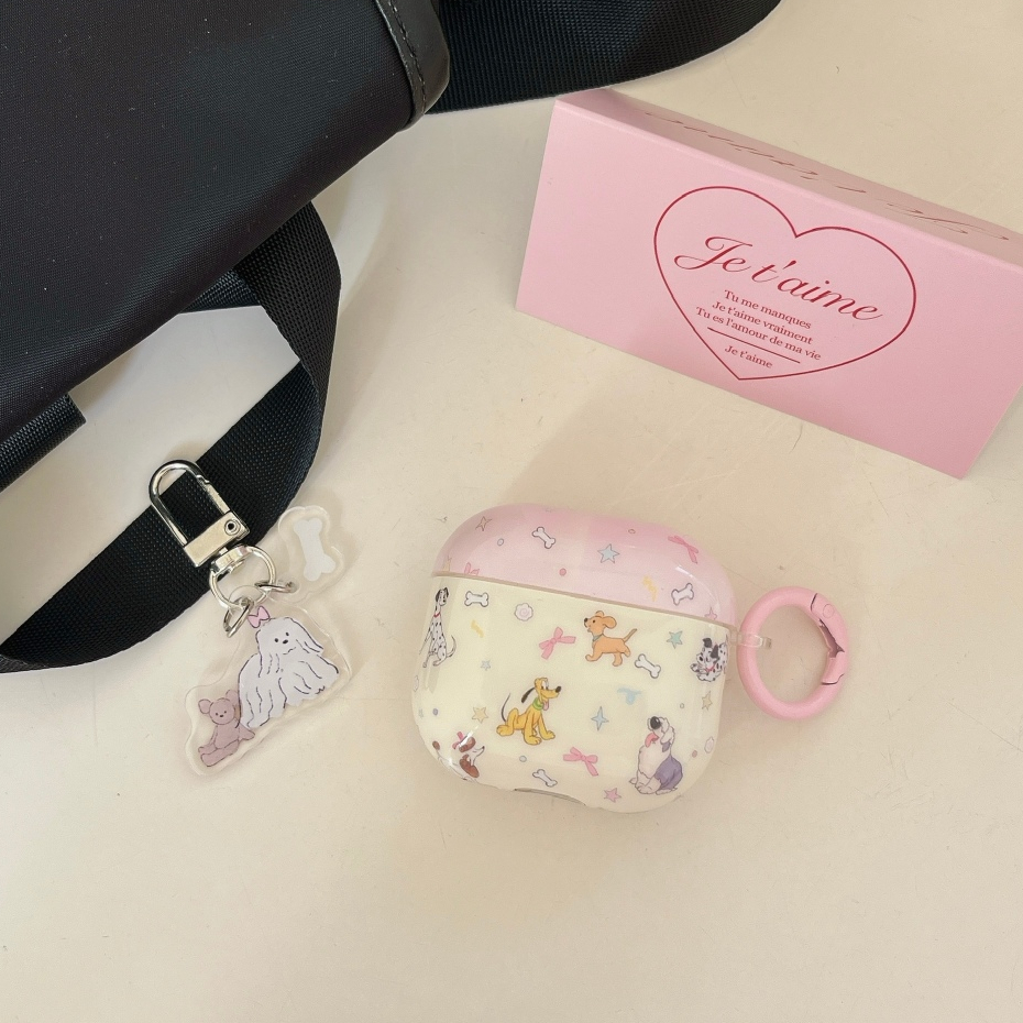 น่ารัก Bow Puppy พวงกุญแจจี้หูฟังสําหรับ AirPods 1 2 3 4 Pro หูฟังไร้สายบลูทูธ AirPods Pro2 Pro3 ซิลิโคนกันกระแทก