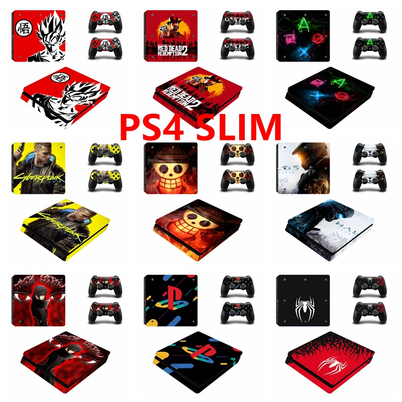 71 สีสติกเกอร์ผิวใช้งานร่วมกับ Sony Playstation 4 Slim ไวนิล Decal ชุดฟิล์มป้องกันสําหรับ PS4 Slim คอนโซลและ 2 ชิ้น Dualshock Controllers