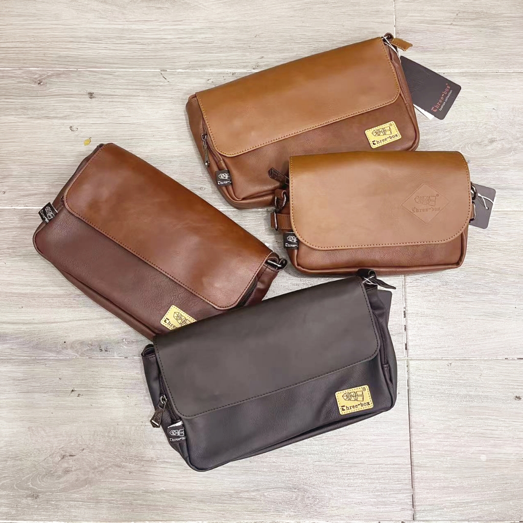 🌞SUNWISH🌞 -Threebox - No.3571 พลัสขนาดกันน้ำทนทานหนังกระเป๋าสะพายสำหรับผู้ชาย - รูปที่ 6