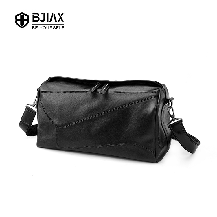 BJIAX Soft Top Layer Cowhide Men Leather กระเป๋าสะพายความจุขนาดใหญ่