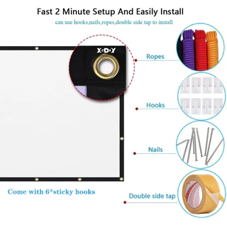 XGODY ฉากโปรเจคเตอร์ HD ฉากผนัง 4K ขนาด 100 นิ้ว