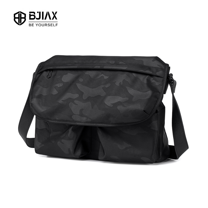 BJIAX กระเป๋าสะพายชายขนาดใหญ่ความจุแฟชั่นผู้ชายกระเป๋า Fit 15.6 นิ้วแล็ปท็อป Multi functional Pocket Commuter กระเป๋า