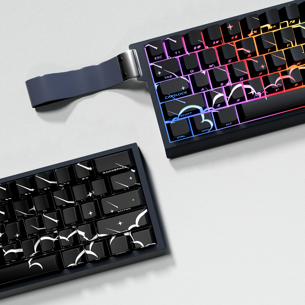 YMDK Spider Web Lightning Meteor Showers Side-lit PBT + PC Dye Sub Shine ผ่าน Custom Keycap สําหรับ 