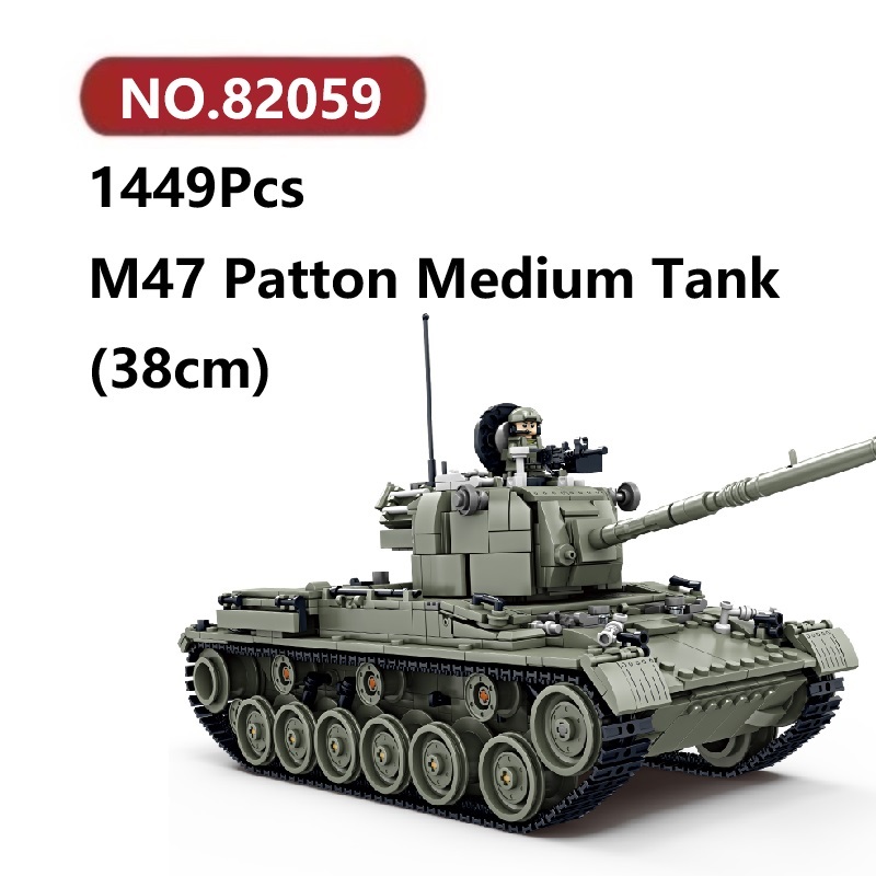 ✨M47 Patton รถถังหลัก โมเดลประกอบแล้ว 1449ชิ้น KAZI Tank ของเล่นจิ๊กซอว์