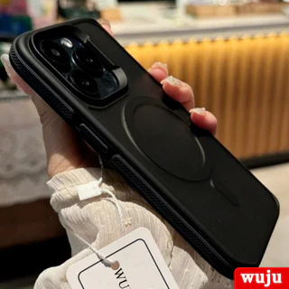 WUJU แฟชั่น Matte Bicolor Magnetic Wireless เคส เข้ากันได้สำหรับ เคสไอโฟน Case Compatible For iPhone 17 16 15 14 13 12 11 Pro Max Plus Air