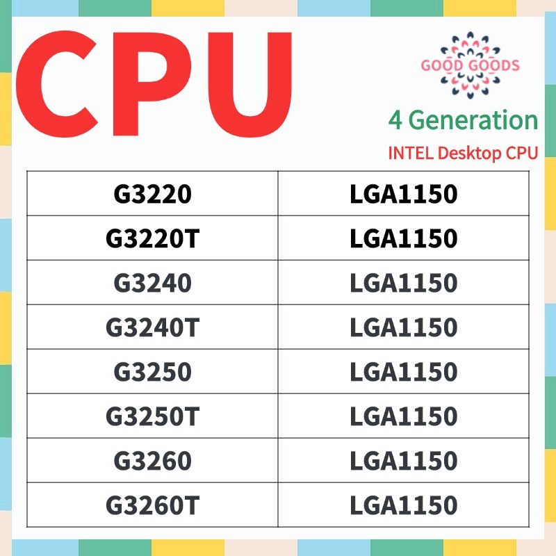 G3220 G3220T G3240 G3240T G3250 G3250T G3260 G3260T 4th generation INTEL Pentium เดสก์ท็อป CPU LGA11