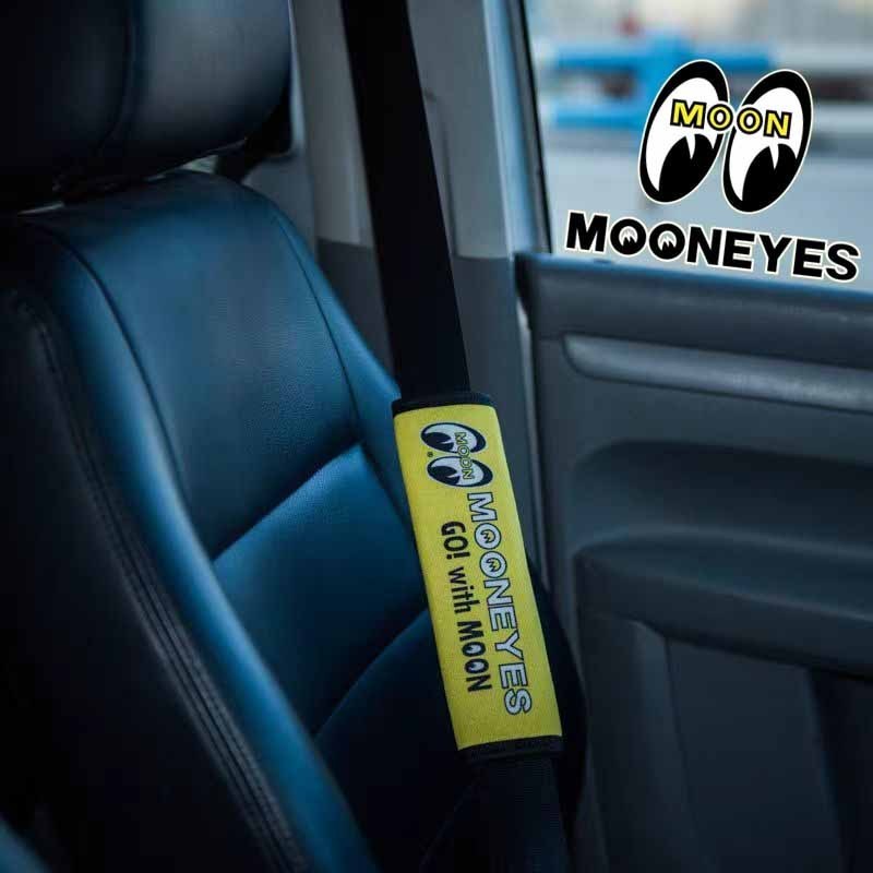 2pcs Mooneyes Racing จัดแต่งทรงผม Big Eyes แฟชั่นเข็มขัดนิรภัยเบาะดัดแปลงวัฒนธรรม Moon Eyes เข็มขัดนิรภัยฝาครอบ