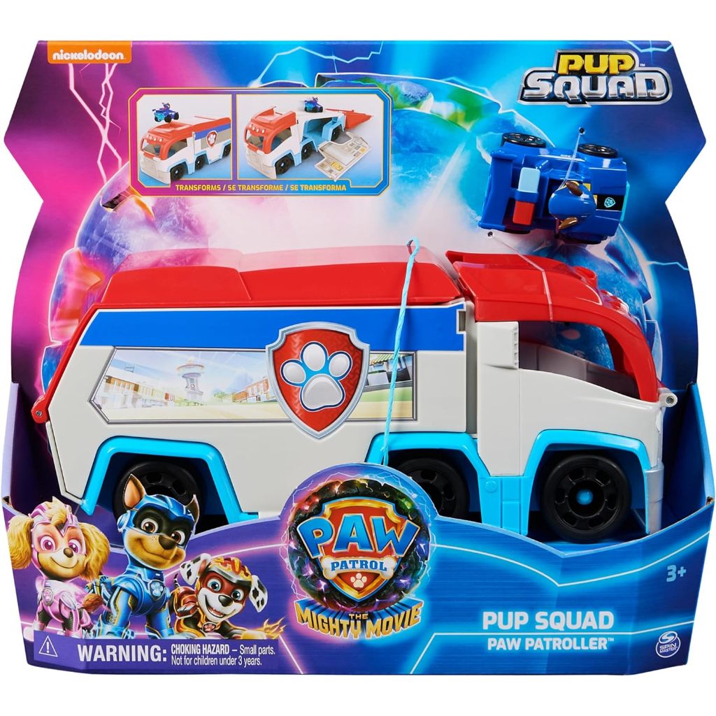 Paw Patrol: The Mighty Movie, รถบรรทุกของเล่น Pup Squad Patroller, พร้อมรถของเล่น Mighty Pups Chase 