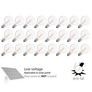 DC 3V Low-Voltage G40 หลอดไฟ LED สําหรับไฟสตริงพลังงานแสงอาทิตย์, Shatterproof & กันน้ํา, 1W, E12 ฐาน, 2700K Warm White