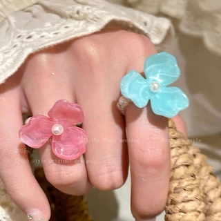 โดปามีน แหวนดอกไม้หลากสีฤดูร้อนหวานรีสอร์ทลมดอกไม้แหวนนิ้วการรับรู้แหวนยืด