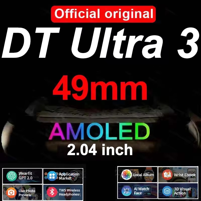 2025 ใหม่ GPS NFC Smartwatch DT Ultra 3 32G หน่วยความจําเพลงท้องถิ่นบลูทูธโทรเข็มทิศ 3D เมนูบลูทูธ S