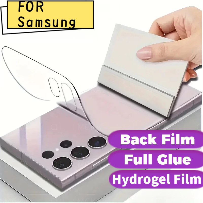 HD Hydrogel ฟิล์มฟิล์มด้านหลังสําหรับ Samsung Galaxy s25 Ultra s24 s23 s22 FE A56 A36 A26 A16 A06 A02 A03 A04 A05 A55 A354 A15 A25 A14 A24 A33 ซ่อมอัตโนมัติ ฟิล์มนุ่มโปร่งใสเต็มรูปแบบ