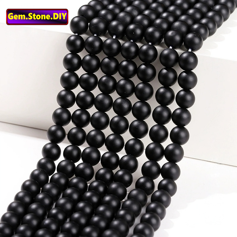 Matte Black Agate Natural Stone，Loose Bead เคลือบสีดําอาเกตหินธรรมชาติ,หลวมลูกปัด ตัวเว้นวรรค สําหรับสร้อยข้อมือ/สร้อยคอ/แหวน/ต่างหู,ขายส่งทําด้วยมือทําเองเครื่องประดับ,สร้อยข้อมือหินคริสตัลรักษา,ลูกปัดหินจ