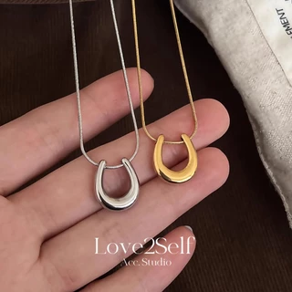 Love2Self X065 Minimalist สแตนเลส U รูปร่างม้ารองเท้าสร้อยคอผู้หญิง Non Tarnish สร้อยคอ