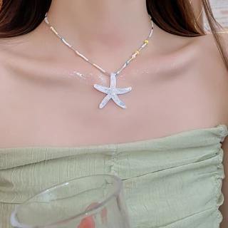 [Jewbeauty]สร้อยคอปลาดาวโดปามีนแสงหรูหราบรรยากาศเฉพาะกลุ่มรู้สึกกระดูกไหปลาร้าโซ่สไตล์วันหยุดริมทะเลเครื่องประดับแฟชั่นผู้หญิง