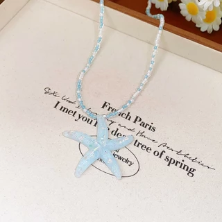 [Jewbeauty]สร้อยคอปลาดาวโดปามีนแสงหรูหราบรรยากาศเฉพาะกลุ่มรู้สึกกระดูกไหปลาร้าโซ่สไตล์วันหยุดริมทะเลเครื่องประดับแฟชั่นผู้หญิง