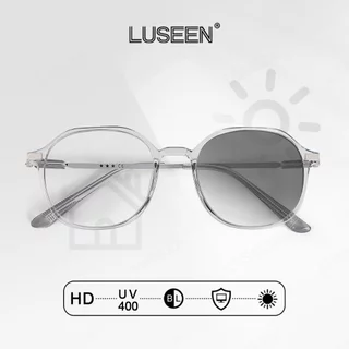 LUSEEN แว่นตากรองแสงและเปลี่ยนสีได้ สำหรับผู้หญิง ผู้ชาย ทรงกลม กรอบเต็ม รุ่น AG2257