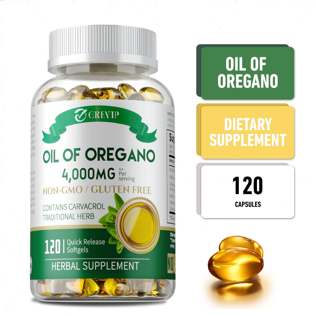น้ํามันออริกาโน 4,000MG-Non-Genetic/Gluten-Free- ประกอบด้วย Parsley Pheneolic-Intestinal Health Support-Antioxidant Support-Immune Support