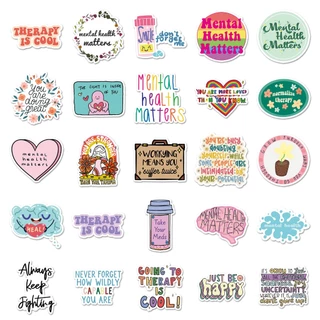 สติกเกอร์ธีมสุขภาพจิต 100 ชิ้นสําหรับเคสโทรศัพท์สเก็ตบอร์ดรถสติกเกอร์ Graffiti กันน้ําสร้างสรรค์เด็ก DIY