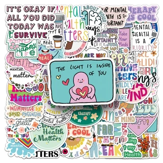 สติกเกอร์ธีมสุขภาพจิต 100 ชิ้นสําหรับเคสโทรศัพท์สเก็ตบอร์ดรถสติกเกอร์ Graffiti กันน้ําสร้างสรรค์เด็ก DIY