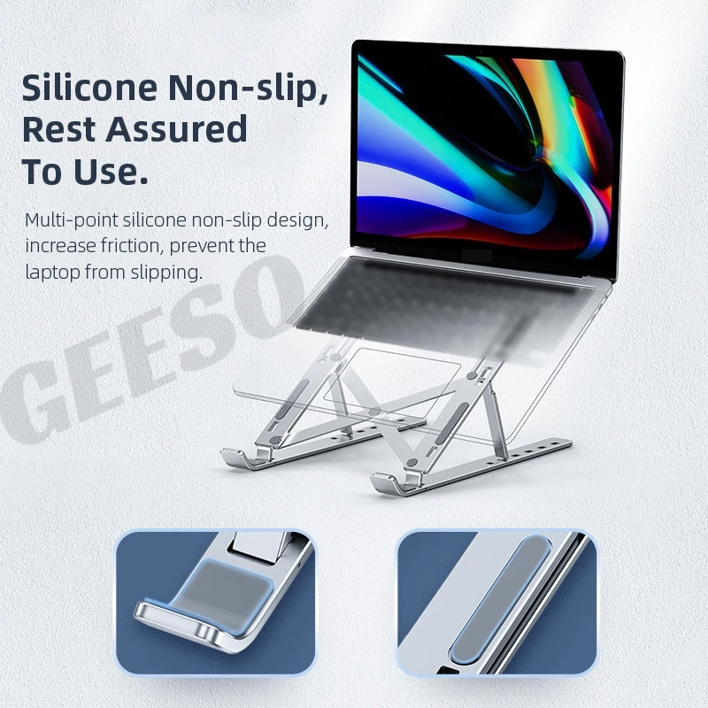 GEESO Portable Metal Laptop Stand แท่นวางโน๊ตบุ๊ค ขาตั้งโน๊ตบุ๊คพกพา Laptop Stand ที่วางโน๊ตบุ๊ค ที่วางแล็ปท็อป N3电脑支架 笔记本支架 thumbnail 10