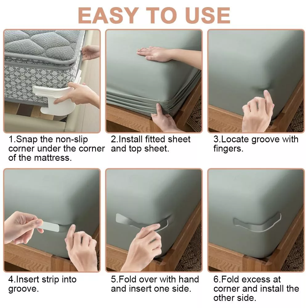 คลิปหนีบมุมผ้าปูที่นอน 4 ชิ้น ชุดยึดผ้าปูที่นอน thumbnail 9