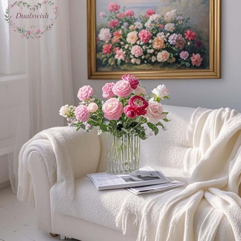 Dualswish 3 หัว Dew Lotus ดอกไม้ประดิษฐ์หน้าแรกงานแต่งงานตกแต่งห้องนั่งเล่นโต๊ะรับประทานอาหารดอกไม้ตกแต่งในร่ม