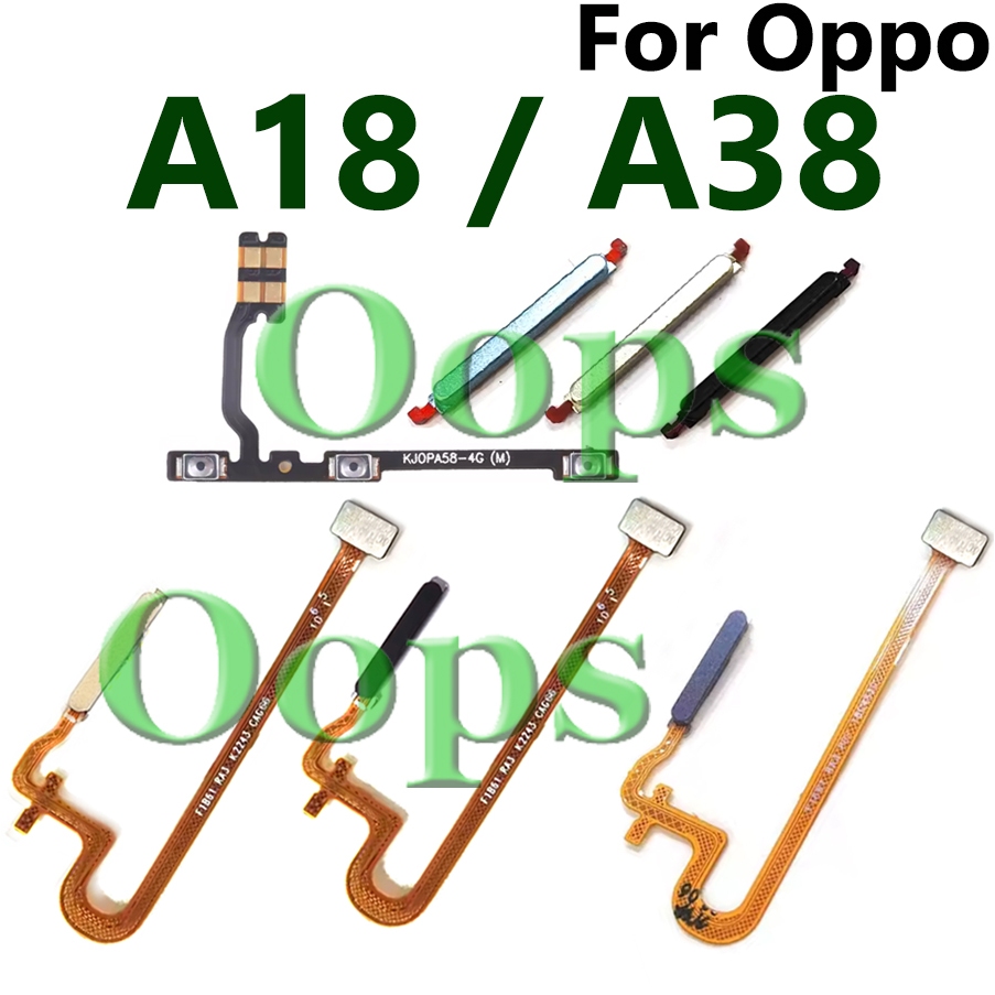 สําหรับ OPPO A18 A38 CPH2591 CPH2579 ปุ่มบ้านเครื่องสแกนลายนิ้วมือเซ็นเซอร์กลับปริมาณปุ่มเปิดปิดสายเคเบิล Flex